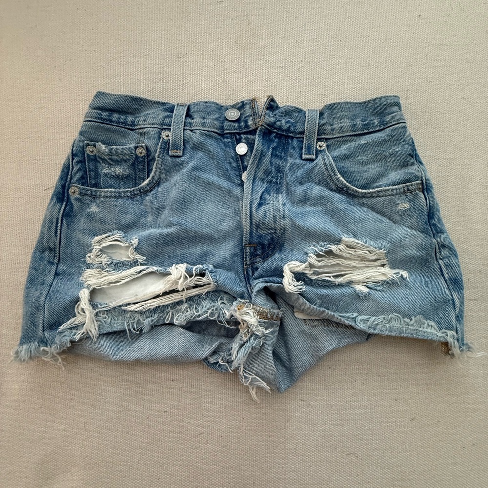 Levi's Light Blue Distressed Jean Shorts